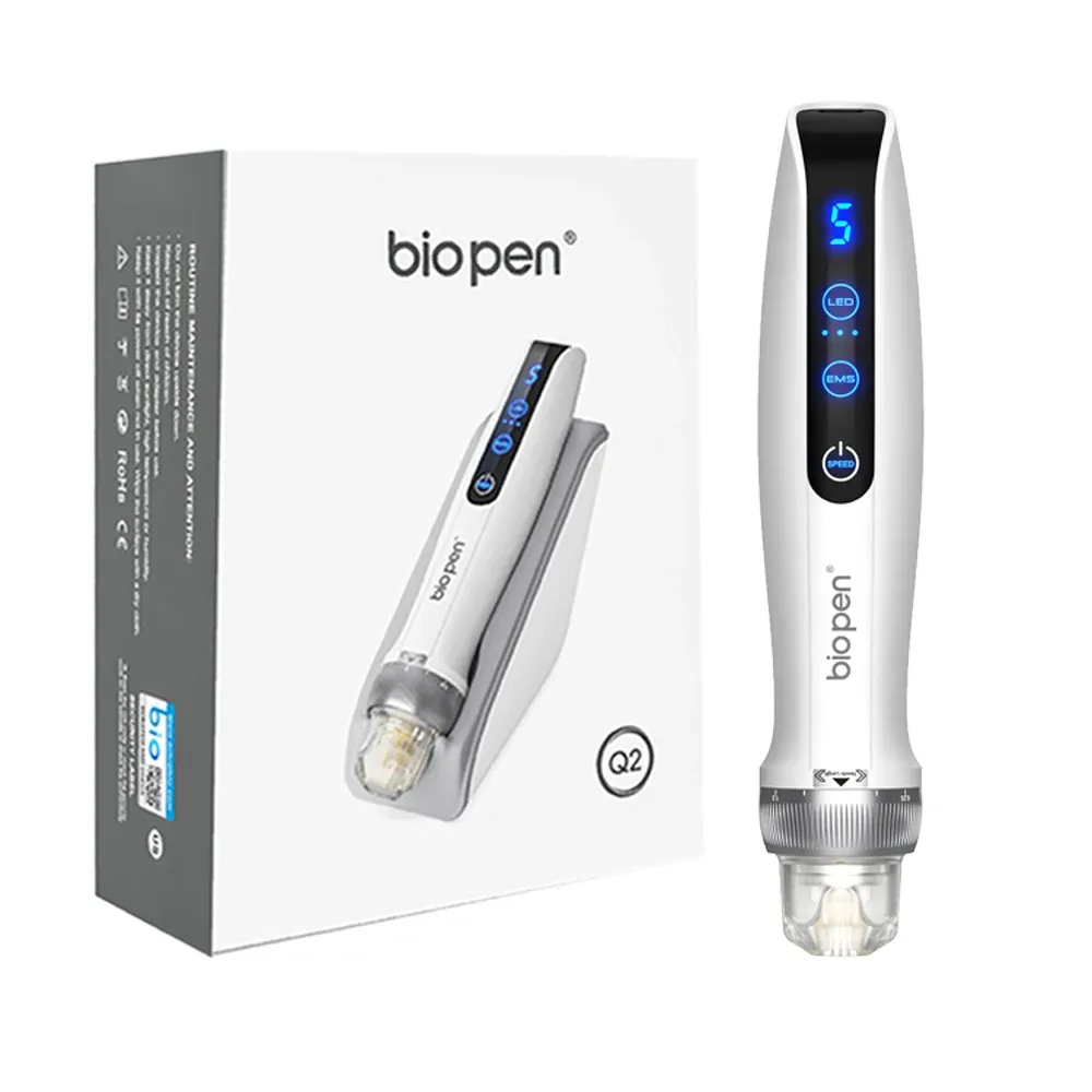 Bio Pen Q2 Microneedling Pen – Official Authorized Store | 3-in-1 EMS, LED Light Therapy & 0-1.5mm Depth Control