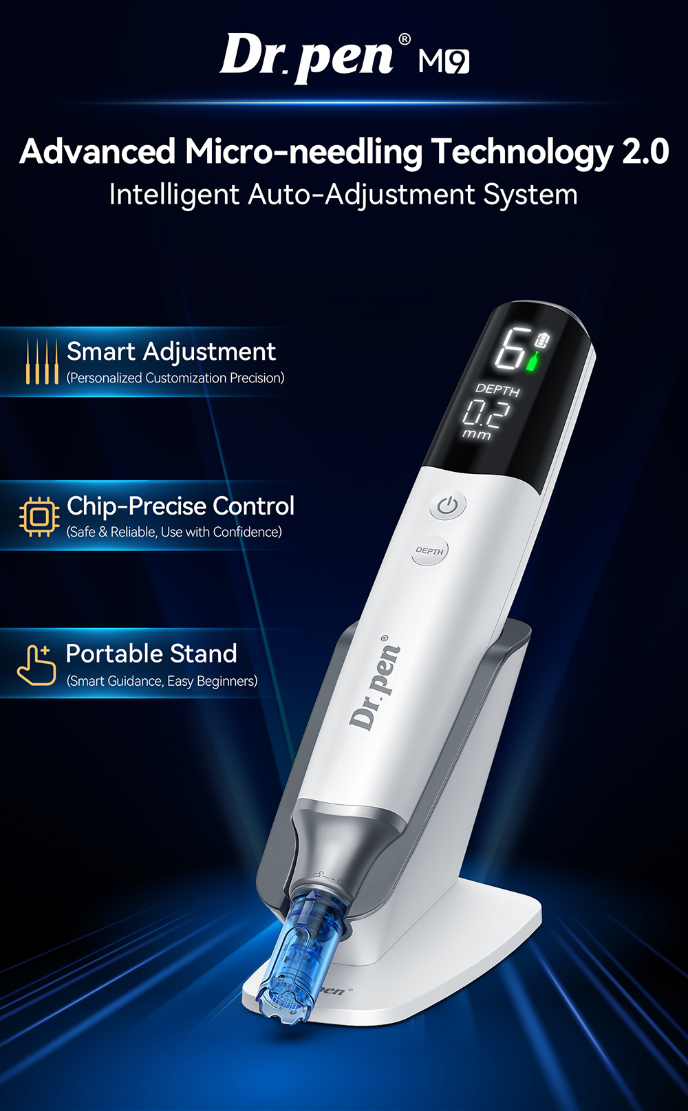Dr. Pen M9 Microneedling Pen – Officially Authorized Store | Smart Digital Control with Advanced Needle Adjustment